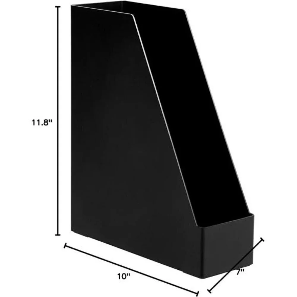 Desk Organizer Magazine Rack Storage Hard Plastic Stackable Black 2-Pack